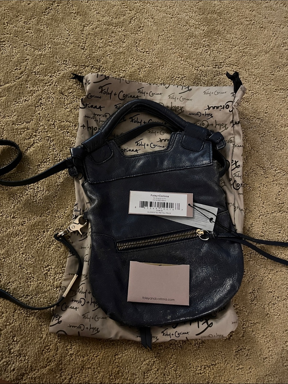 Foley + Corinna Navy Leather Crossbody Bag